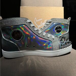 Christian Louboutin metallic leather & spiked high top men’s